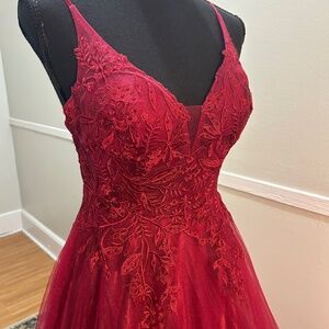 Red Lace Dream Prom Dress